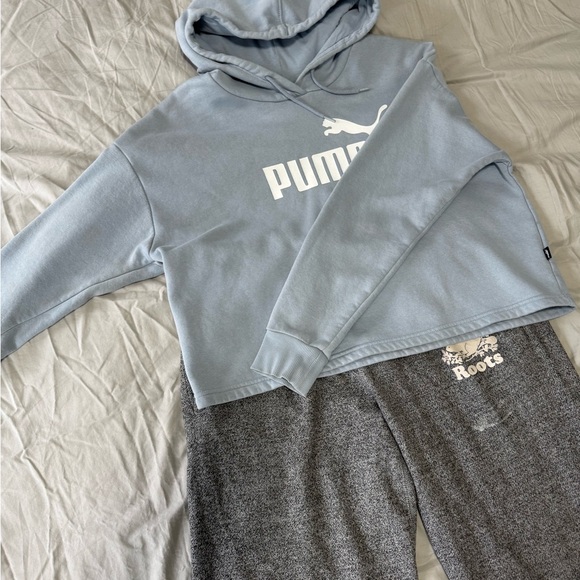 PUMA Light Blue cropped hoodie - Picture 1 of 2